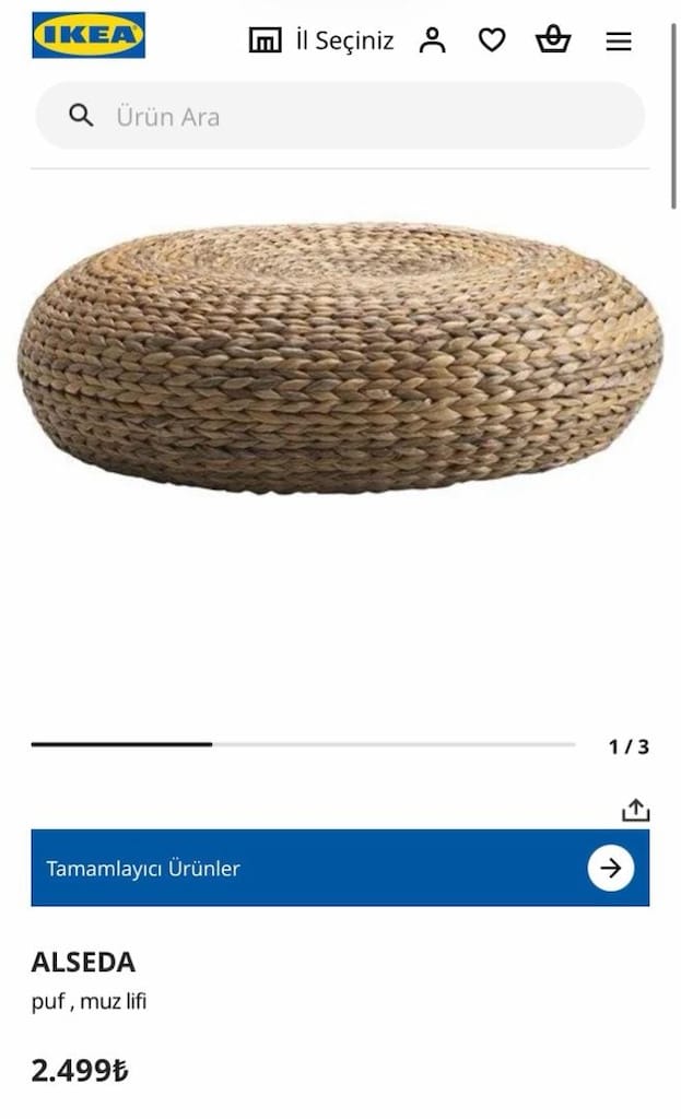 IKEA ALSEDA Hasır Puf – Muz Lifi - 2