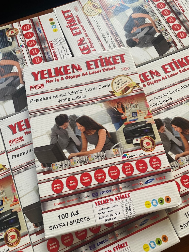 YELKEN ETİKET 64x34 mm 24'lü 100 SAYFA A4 - 2