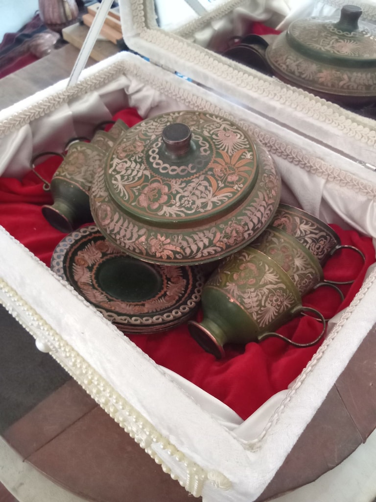 Bakır İşlemeli Sunumluk cincan takimi - 2