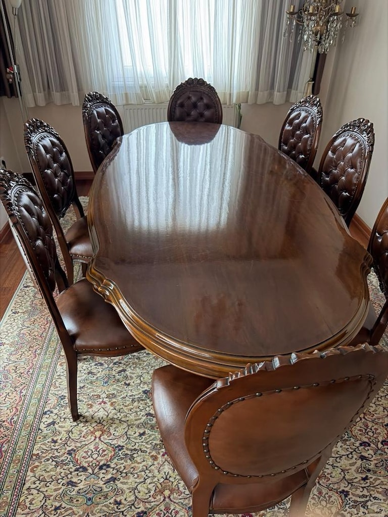 1975 Yapımı Masif Gürgen Klasik Salon ve Yemek Odası Takımı - 3