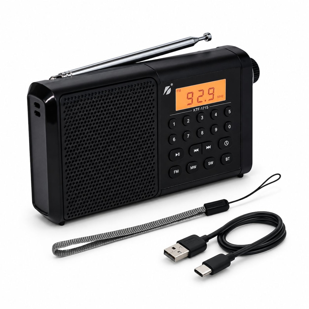 Dijital Ekranlı 3 Bandlı Taşınabilir Radyo Bluetooth Hoparlör - 5