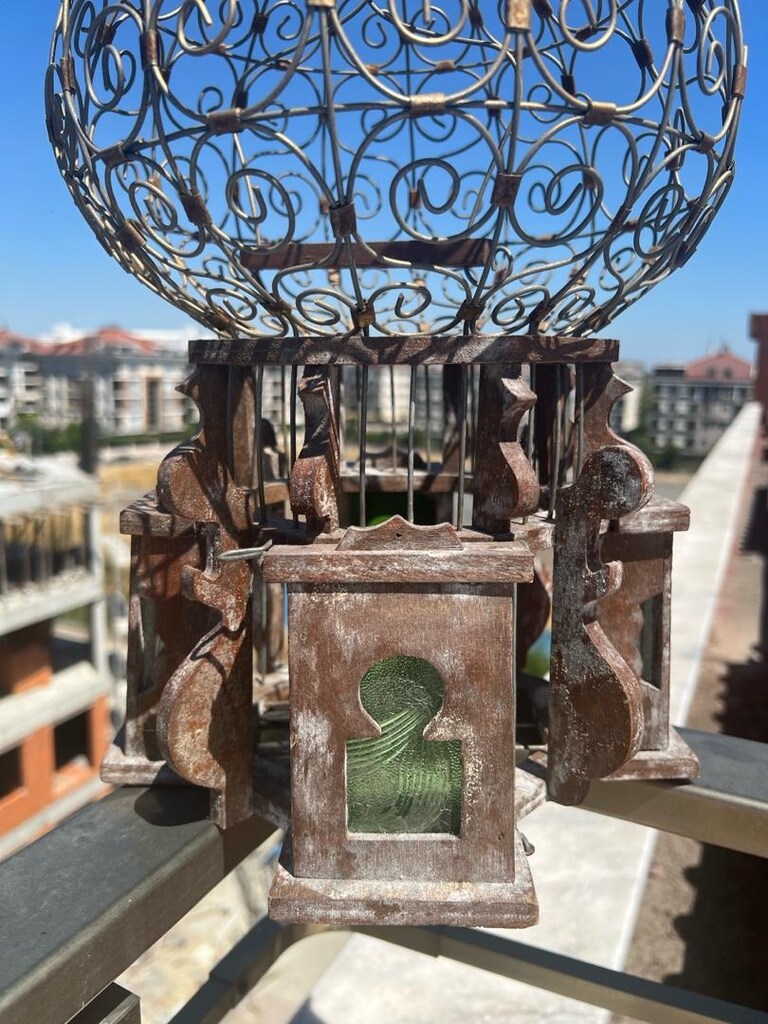 SON FİYAT Vintage Antika Altın Renk Kuş Kafesi Nadir - 6