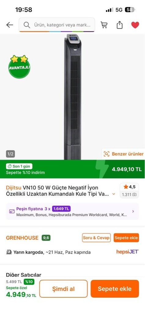 Dijitsu Kule Tipi Vantilatör - 6