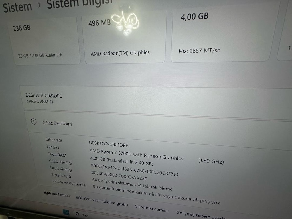 KUTULU TEMİZ ASUS MİNİ PC RYZEN 7 - 8