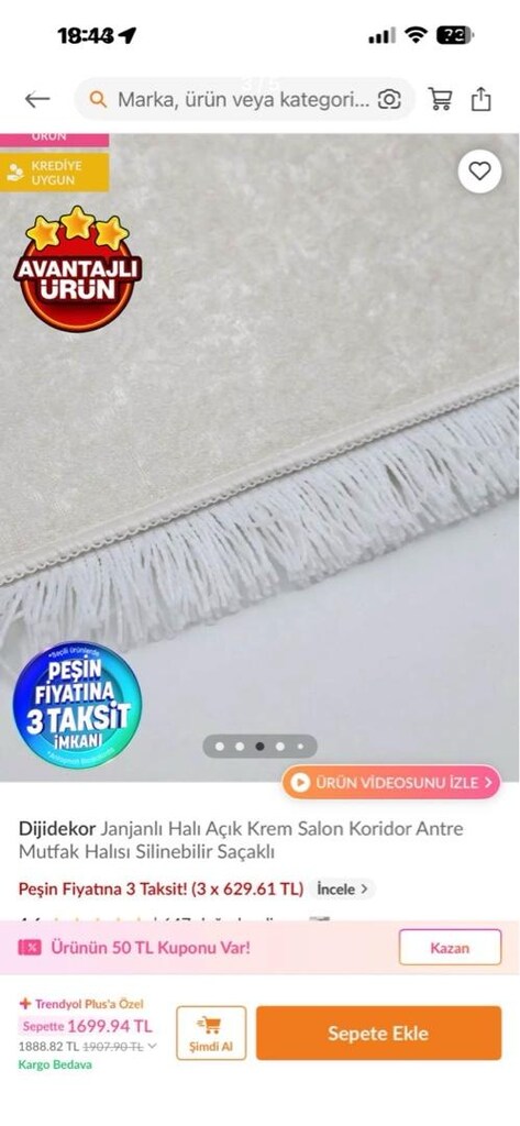 2 adet sıfır yıkanabilir halı - 4