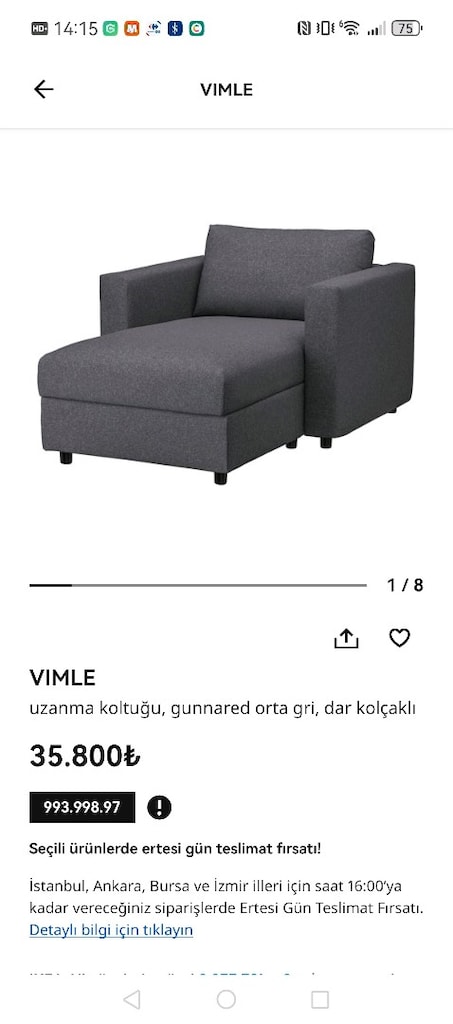 İkea Uzanma koltuğu çok az kullanıldı - 3