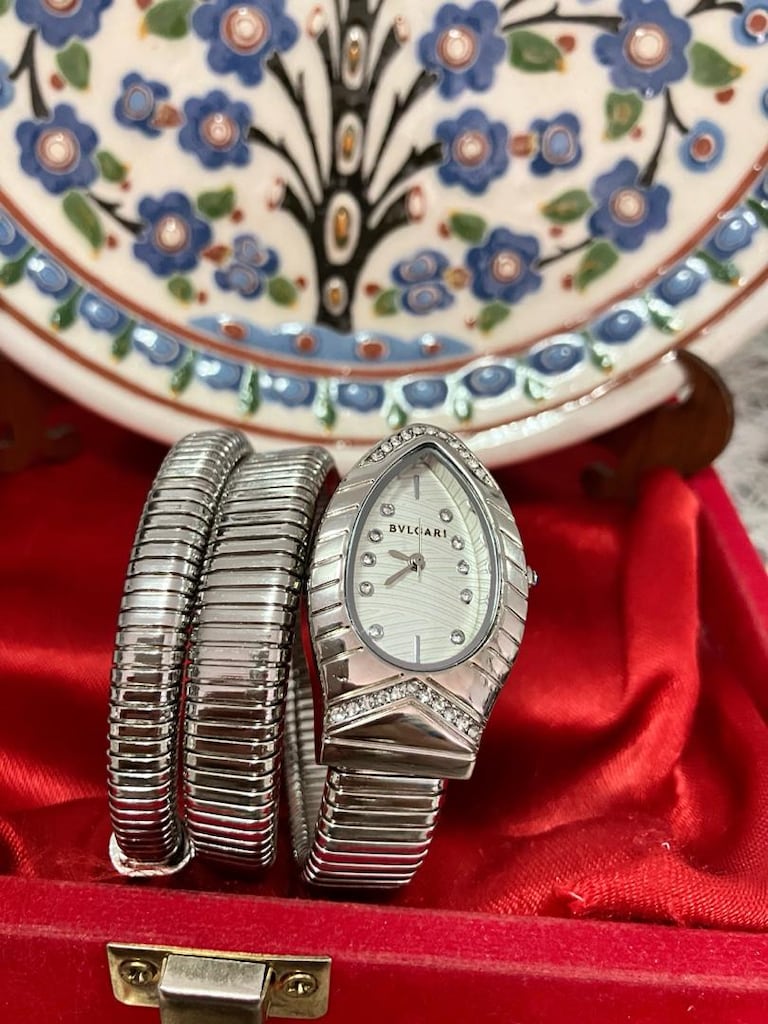 Beyaz Taşlı Bvlgari Serpenti Kadın kol Saati - 6