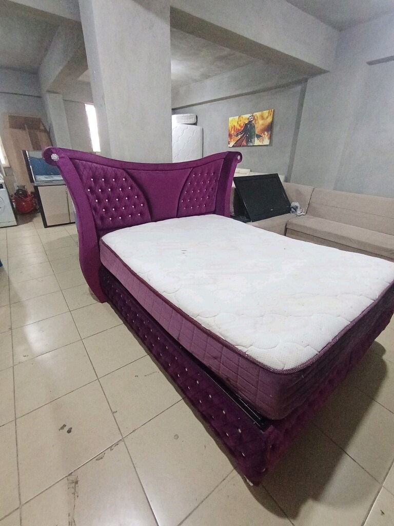 sıfır ayarında çift kişilik baza başlık ve yatak - 3