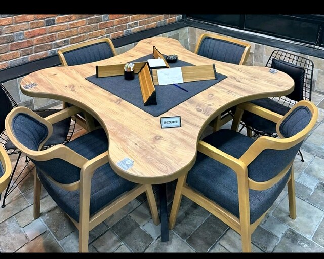 Okey masası Cafe oyun masasi MDFLAM ahşap masif ayak Berjer koltuk