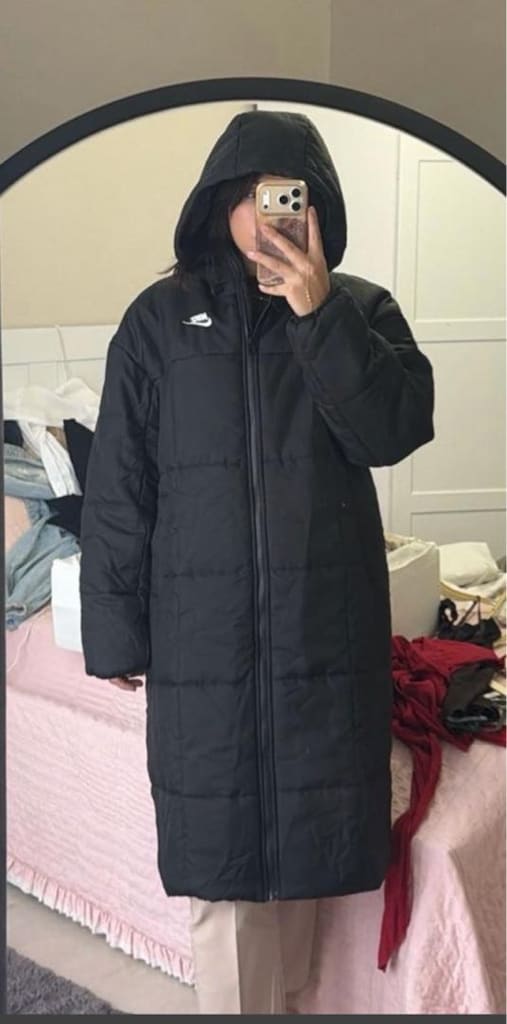 Nike uzun siyah sisme mont S beden Oversize - 3