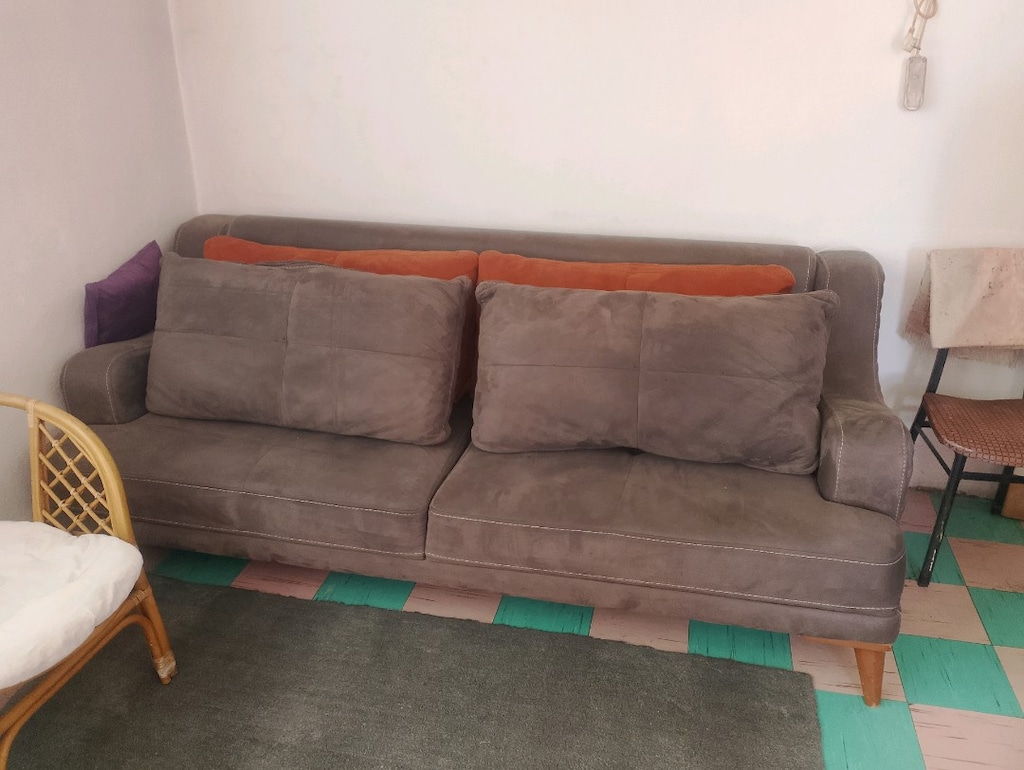 2 ADET NUBUK KUMAŞ KOLTUK SIRTTAN AÇILMALI TEMİZ SAĞLAM - 3