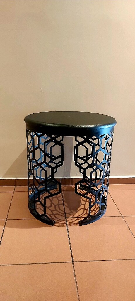 Metal aksamlı geometrik modern formlu büyük ağır sehpa şık dekor - 2