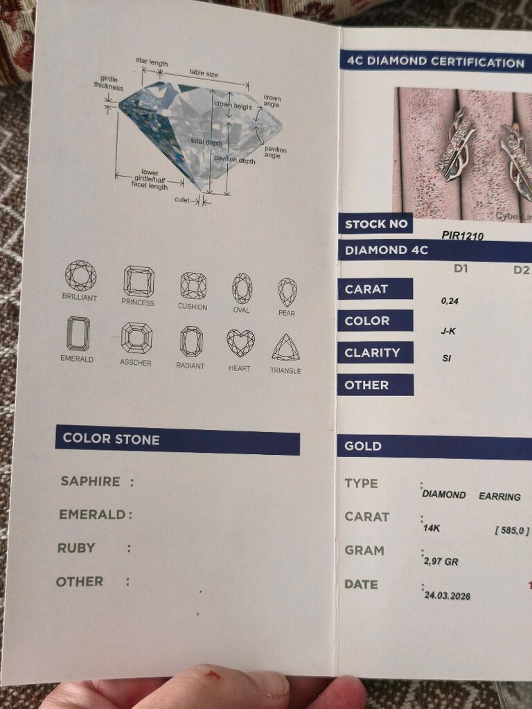 Sertifikalı Pırlanta 14k küpe - 5