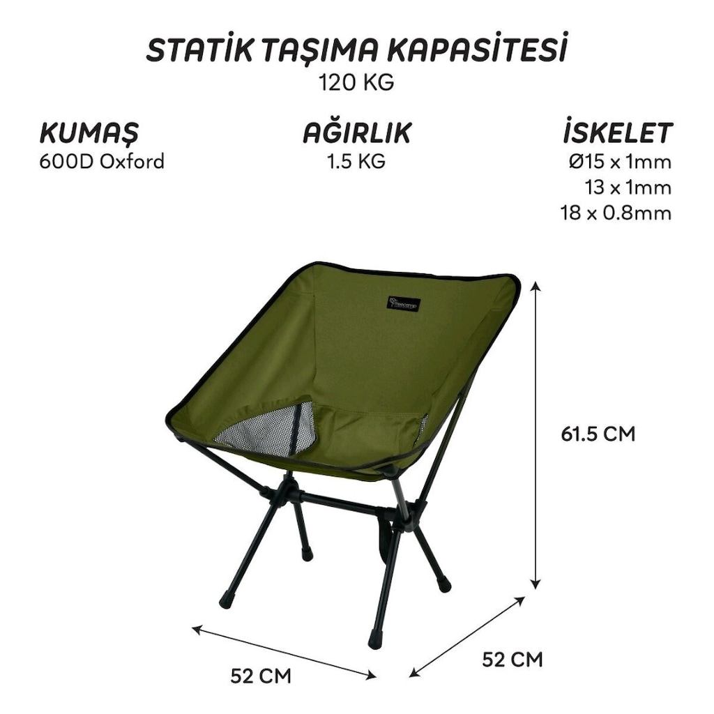 FreeCamp Jett Katlanır Sandalye-HAKİ / SIFIR ÜRÜN - 4