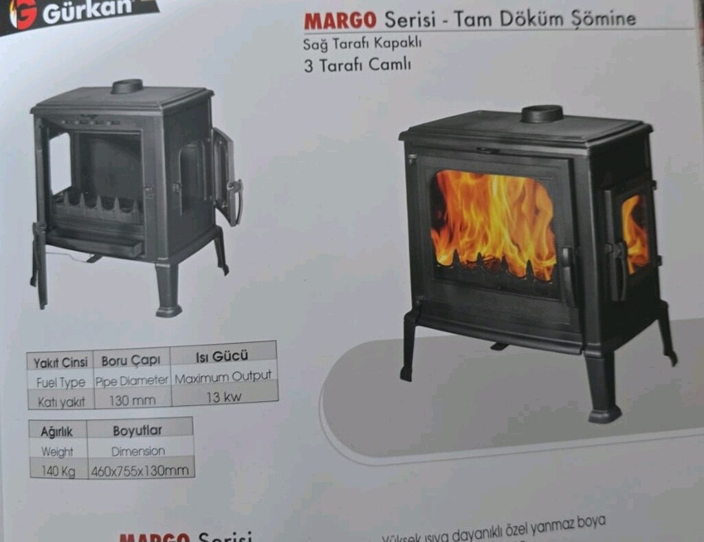 GÜRKAN MARGO 3 TARAFI CAMLI DÖKÜM ŞÖMİNE SOBA - 2