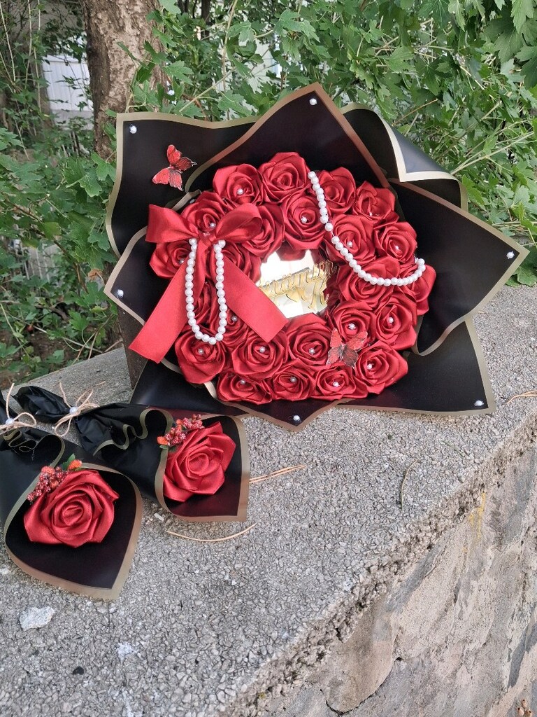 aynalı kurdale gül buketi - 9