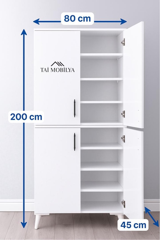 2 metre Erzak Dolabı Ayakkabılık Yüklük Portmanto Kiler Dolap