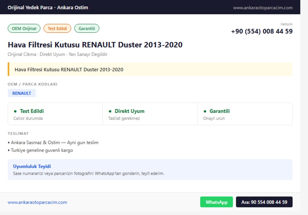 Hava Filtresi Kutusu RENAULT Duster 2013-2020 - 2