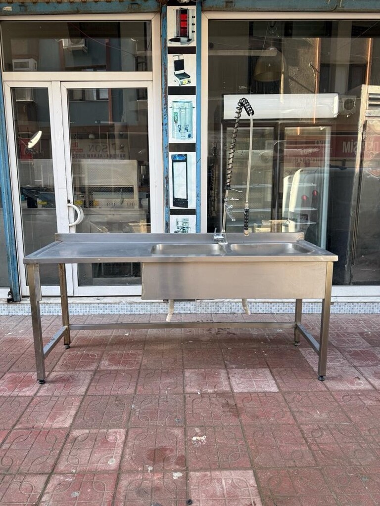 krom tezgah evyeli krom tezgah çift evyeli krom tezgah makine girişli - 3