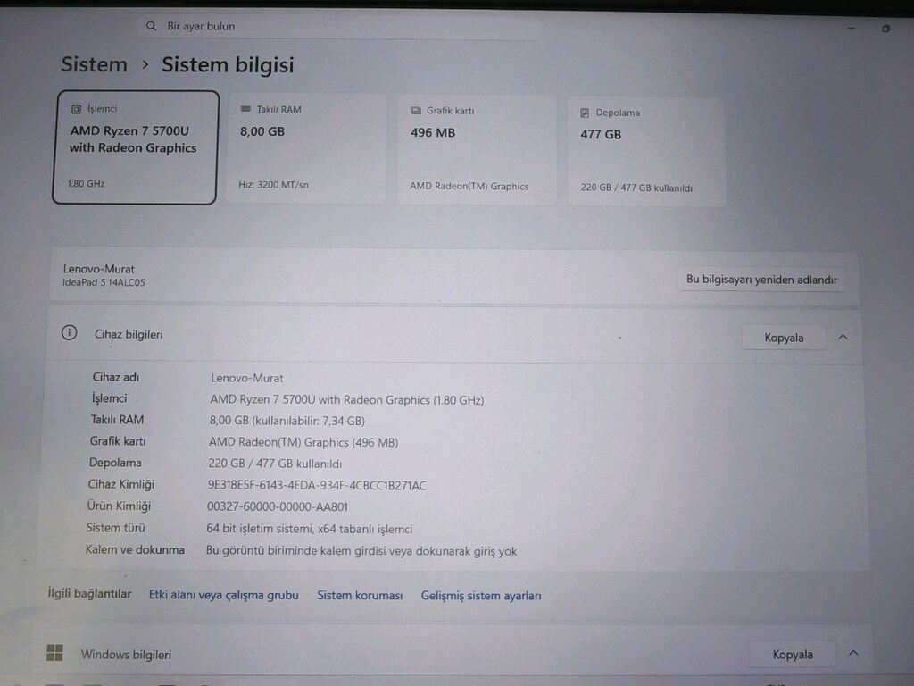 Lenovo 14 inc Ryzen 7 5700u - 7