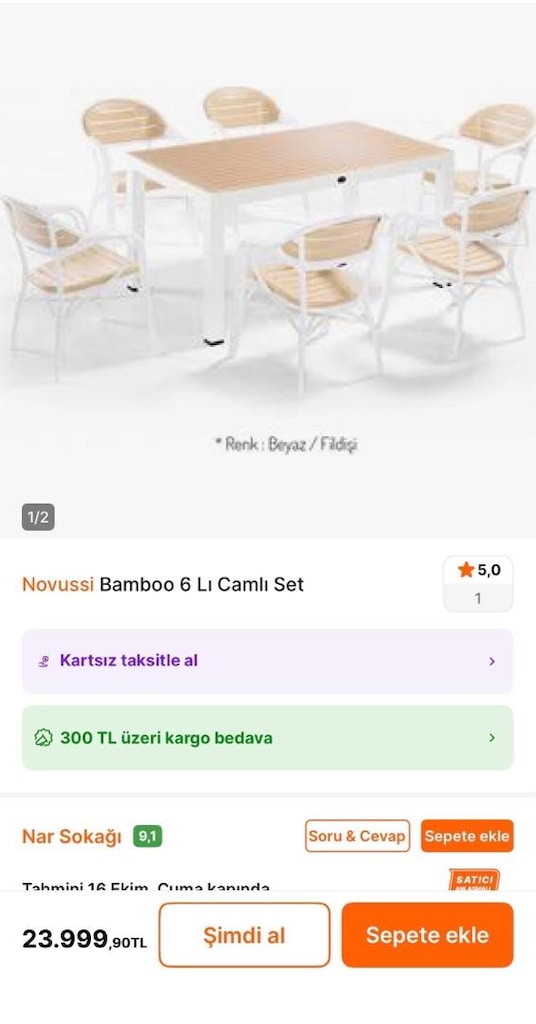 Bahçe Mobilyası Novussi Bamboo Beyaz - 5