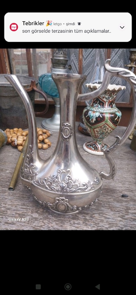 antika koleksiyonluk işlemeli ibrik - 5