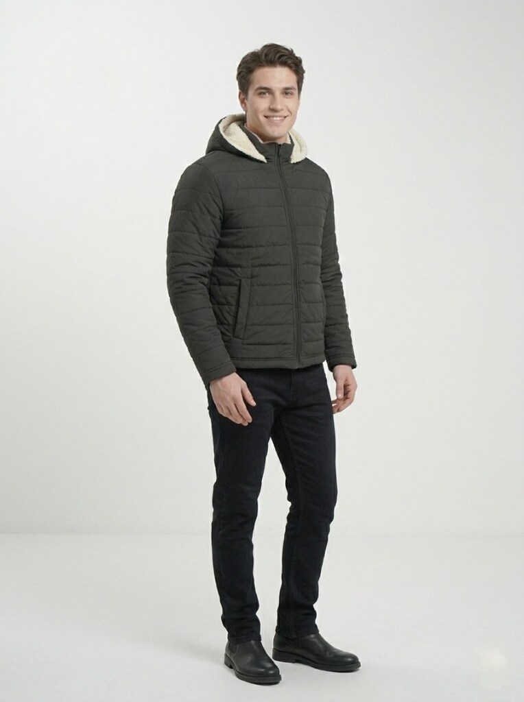Siyah İçi Polarlı Unisex Kışlık Mont - 2