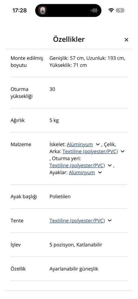 şezlong güneşlikli (bauhouse) - 5