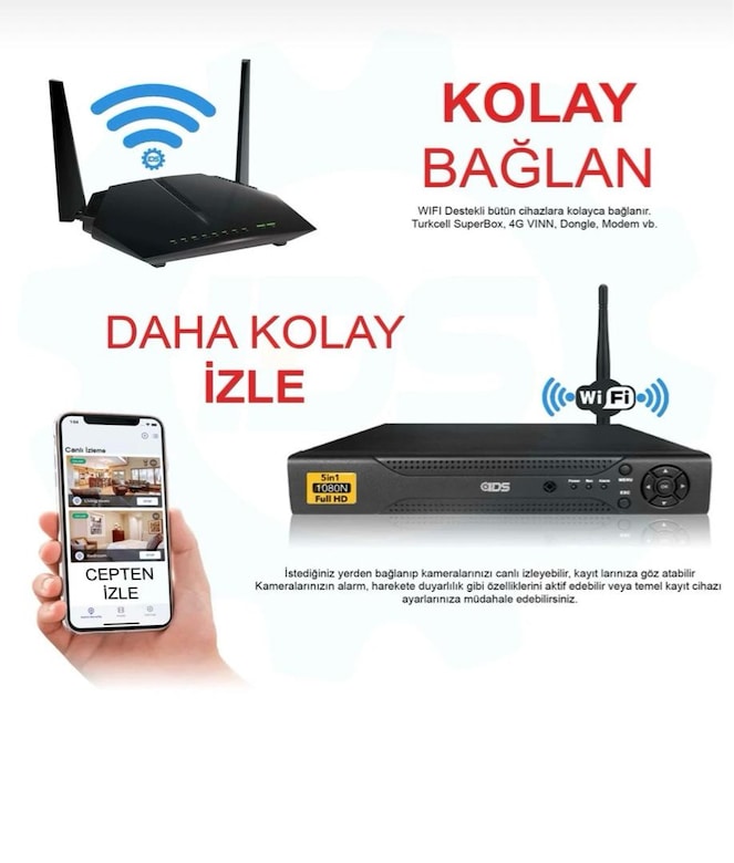 IDS 8 Kameralı Güvenlik Kamerası Seti Sony lensli Full HD Gece Görüşlü - 3