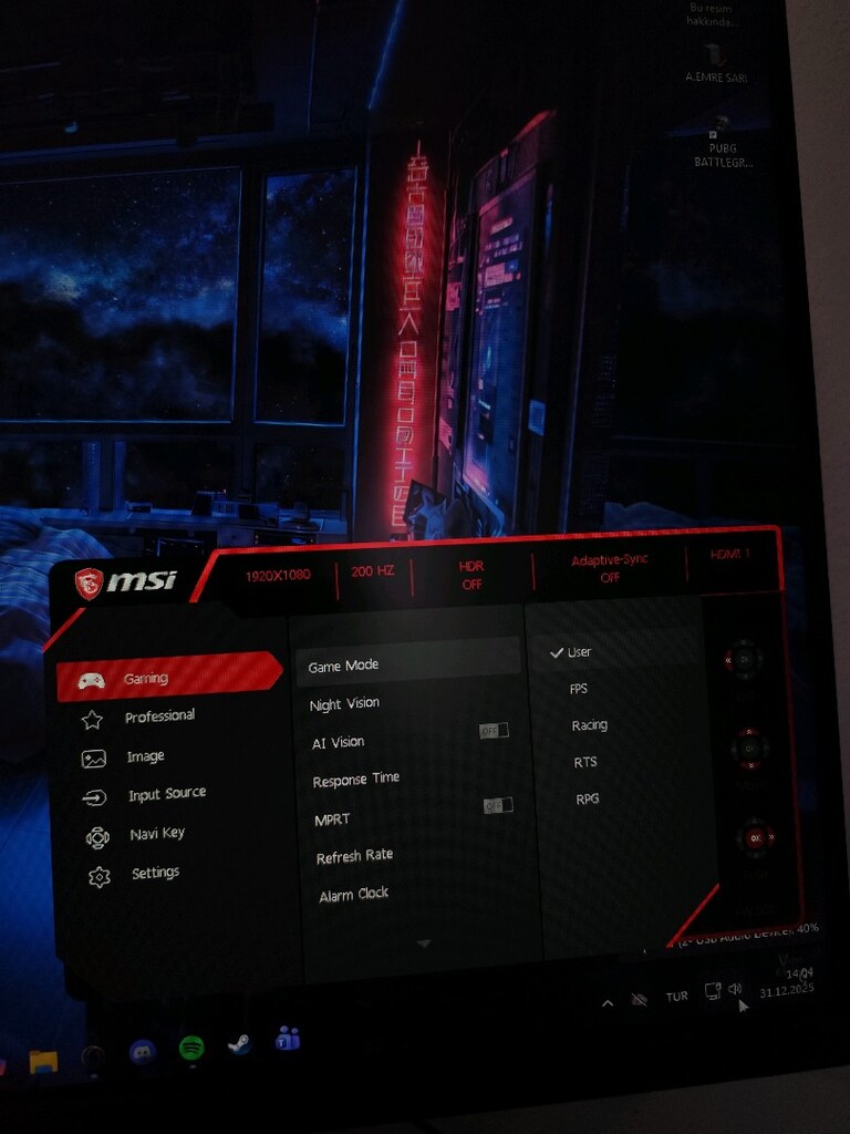 OYUNCU MONİTÖR 200Hz 0.5ms - 7