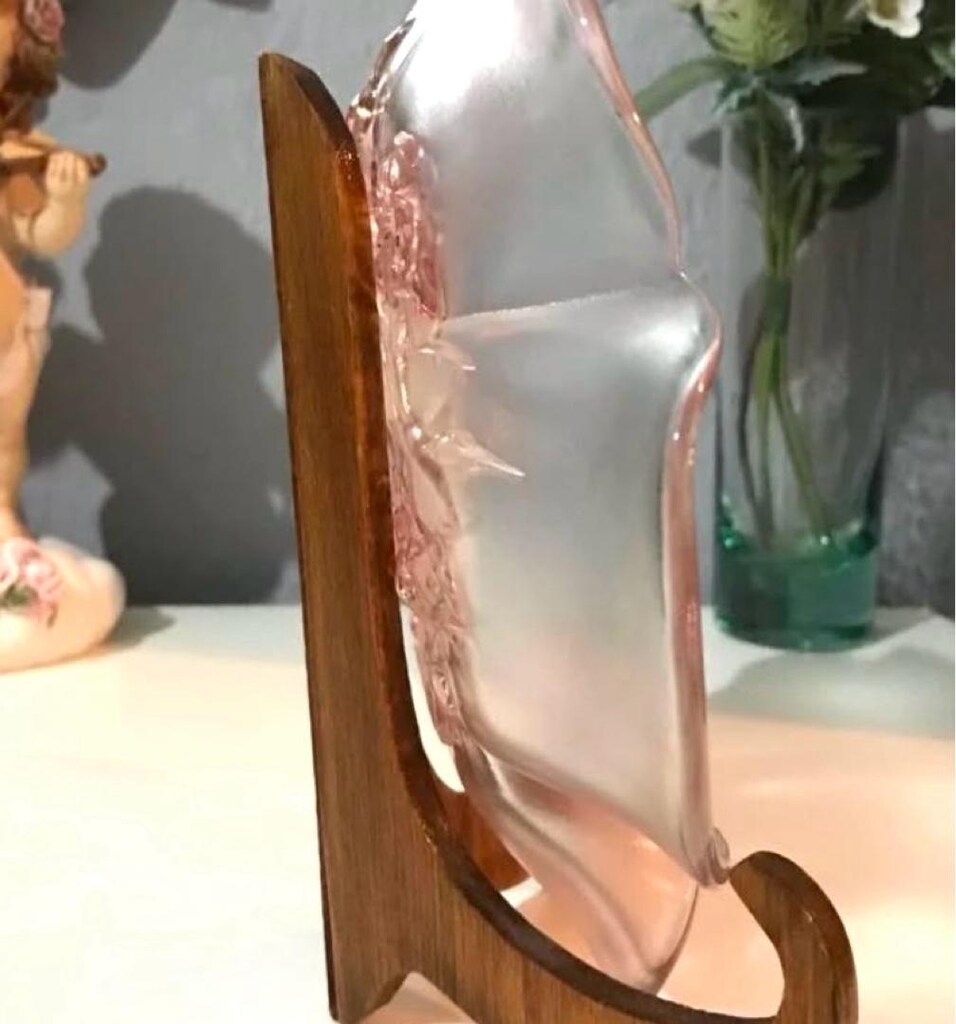 ALMAN MİKASA PEMBE KRİSTAL KABARTMA GÜL DESENLİ DEKOR & SUNUM TABAĞI - 3