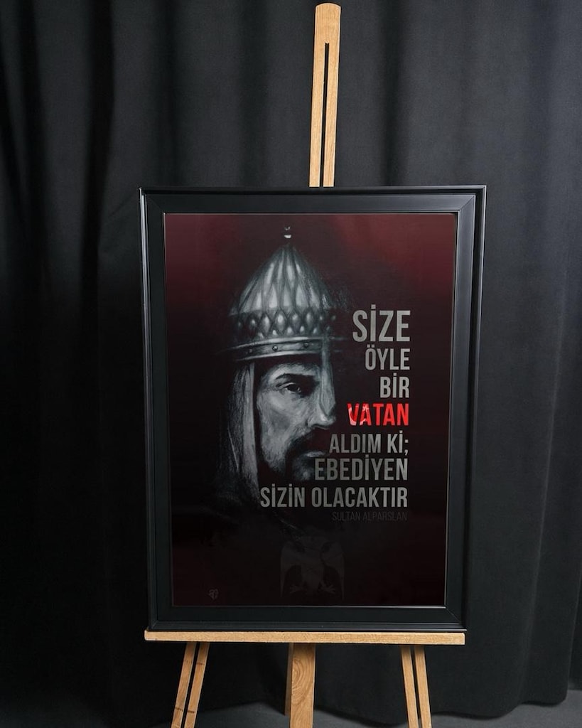 Sultan Alparslan Vatan Sözü 50×70 Camlı Çerçeveli Tablo - 6