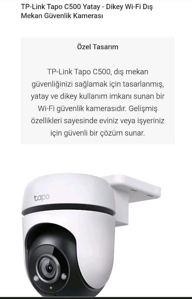 Tapo C500, 1080P Full HD Dış Mekan Wi-Fi Güvenlik Kamerası, Hareket Te - 2