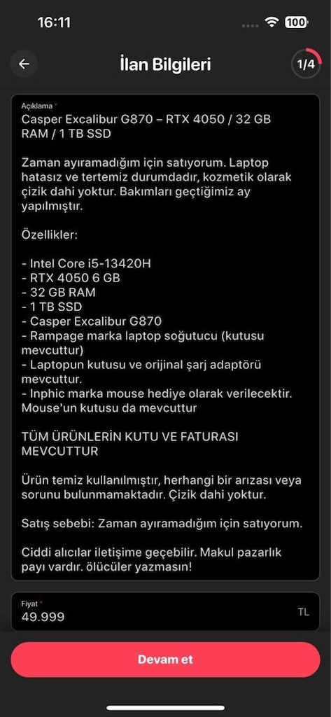 excalıbur G870 nokta hata yok canavar - 2