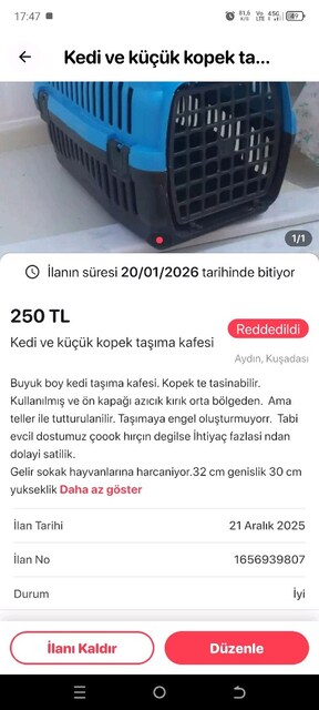 Kedi kopek tasima kafesi