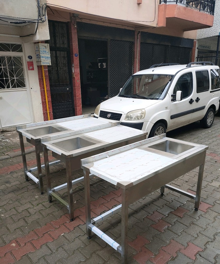 krom evye bulaşık yıkama lavabosu krom eviye tezgah hazır mutfak - 8