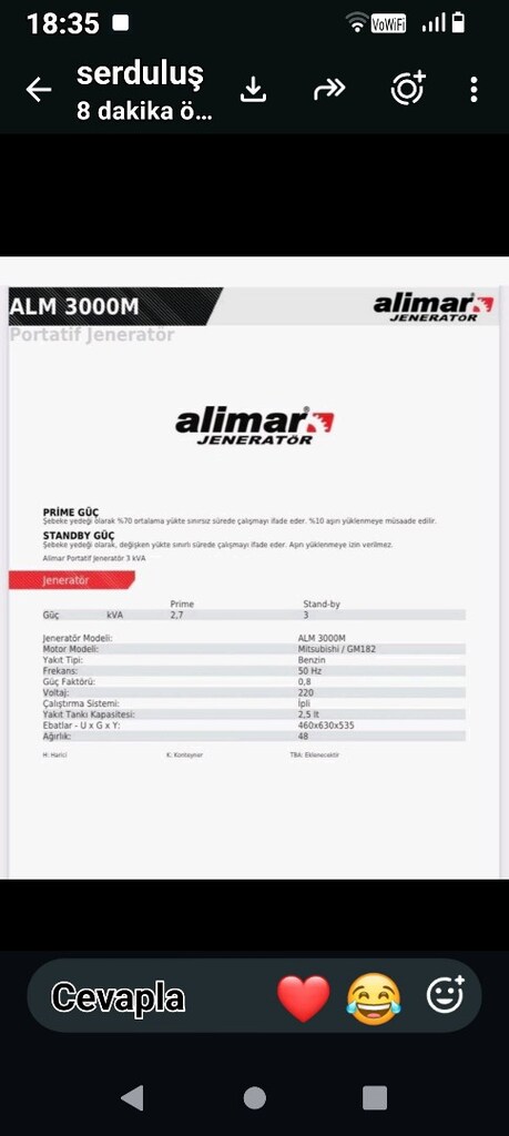 benzinli jeneratör Alimar marka - 7