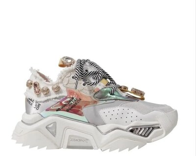 ASHEN OPAR RHINESTONE CHUNKY PLATFORM LEATHER SNEAKER 39