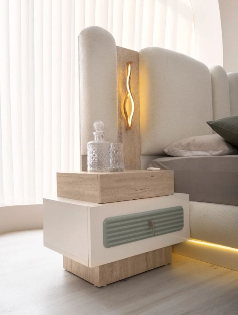 Sıfır, %100 MDF , 6 Kapılı Gardırop - Aytaşı , Traverten, TURKUAZ - 17