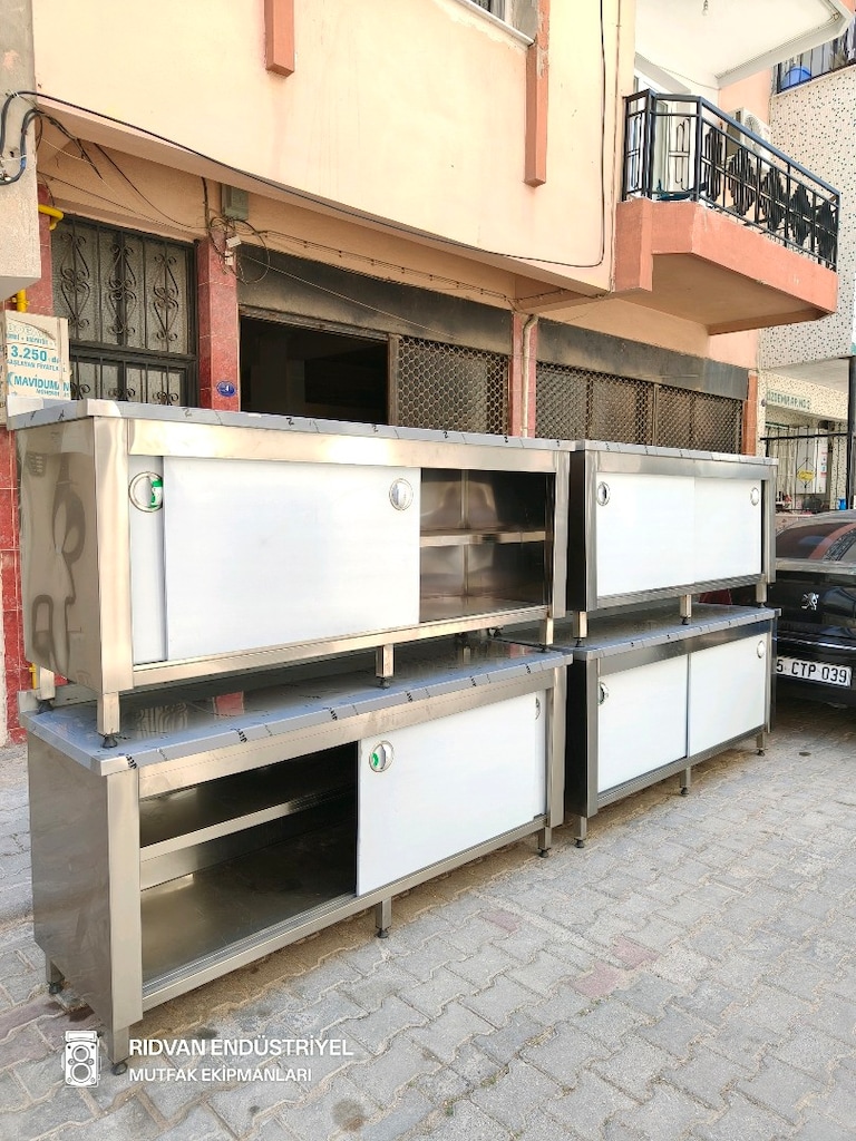 krom tezgah hazır mutfak krom çalışma tezgahı 190 cm paslanmaz krom - 15