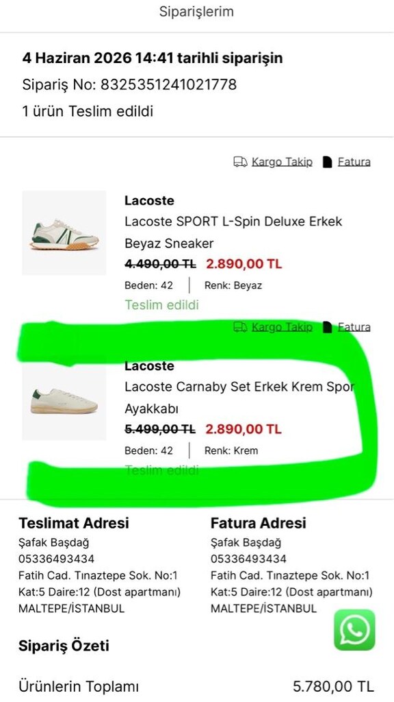 ORJİNAL LACOSTE AYAKKABI 42 NUMARA - 6
