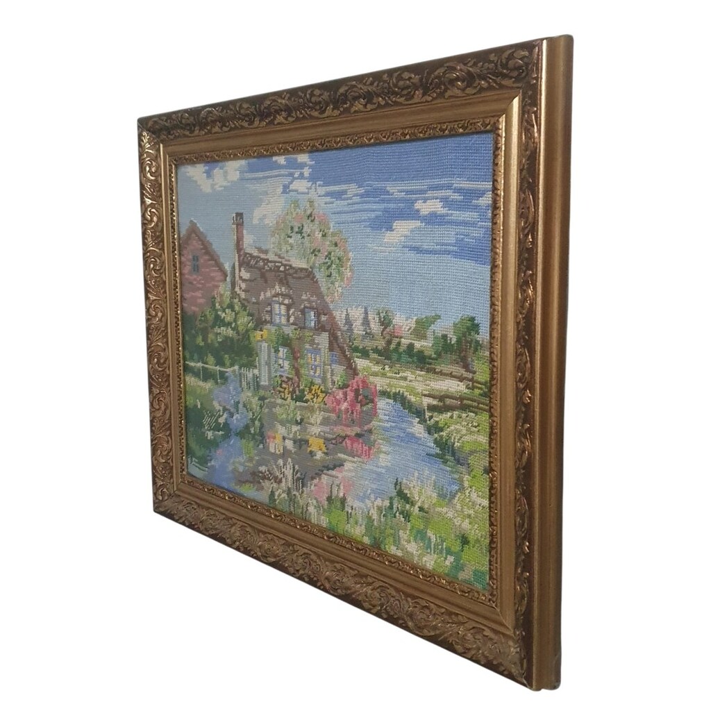 Vintage Ahşap Çerçeveli Goblen Tablo - 3