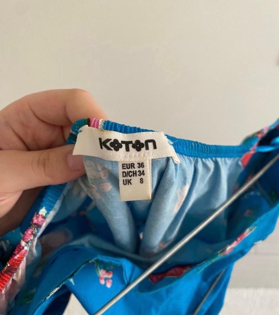 Koton Mavi Çiçekli Elbise - 5
