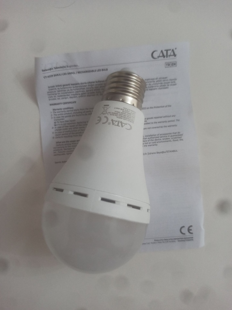 5 ADET CATA CT-4229 ŞARJLI 9 W BEYAZ LED AMPÜL - 5