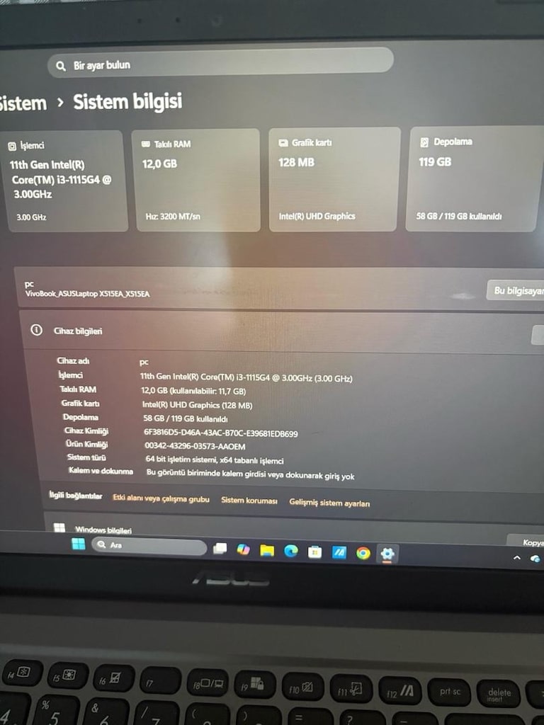 Asus VivoBook X515EA 12GB RAM İ3-1115G4 - 3