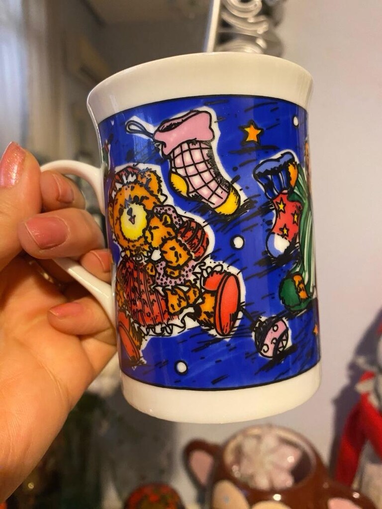 Vintage Teddy Bear Temalı Porselen Kupa Bardak - 5