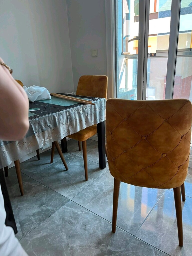 4 adet hardal sarısı mutfak sandalyesi - 4