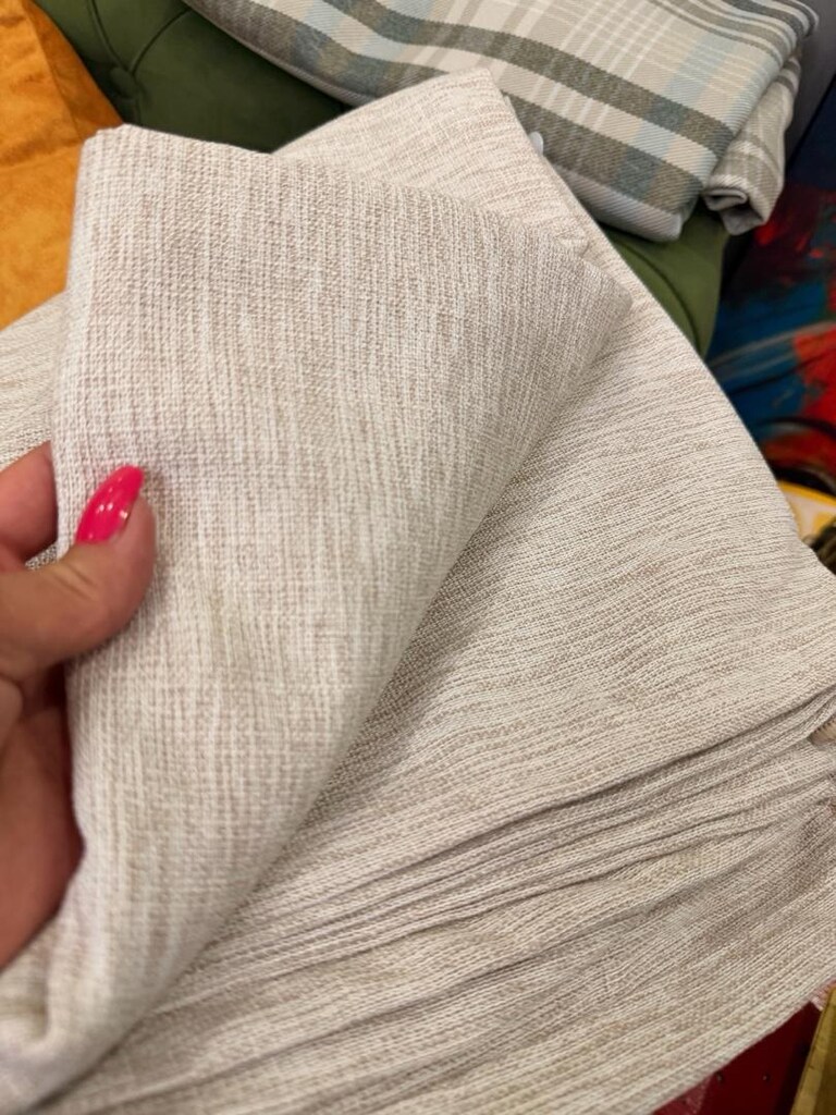 SIFIR BEJ KETEN ÇİFT KANAT FON PERDE - 2