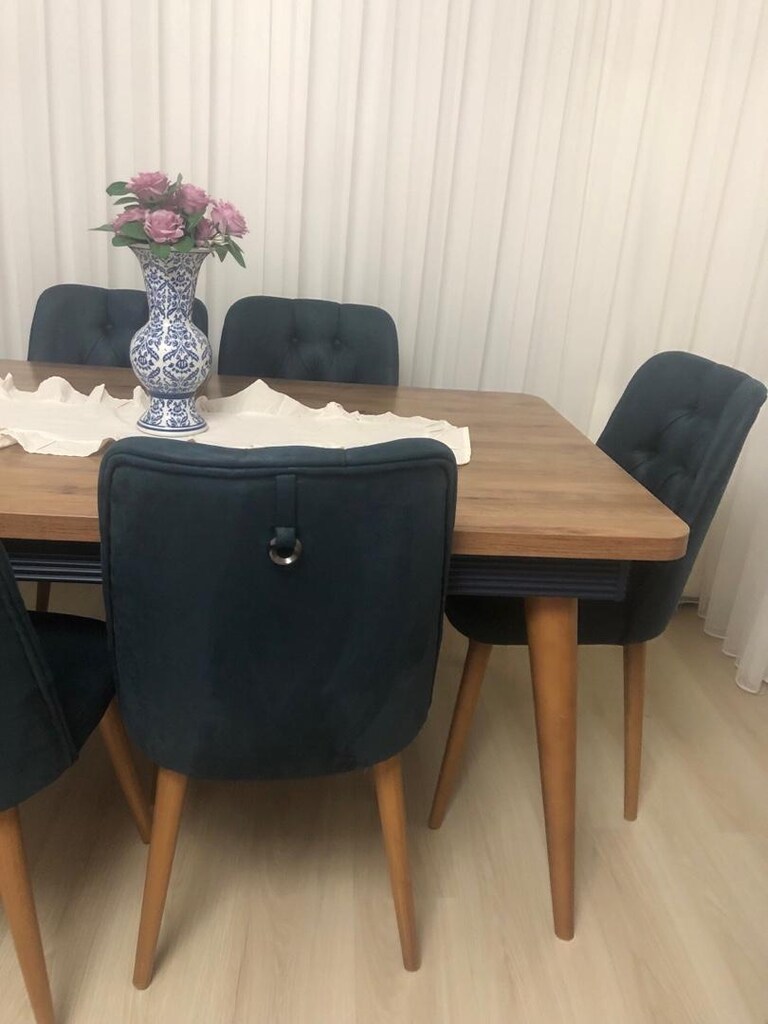 6li sandalye ve ahsap acilabilir yemek masasi ,konsol büfesiyle . - 5
