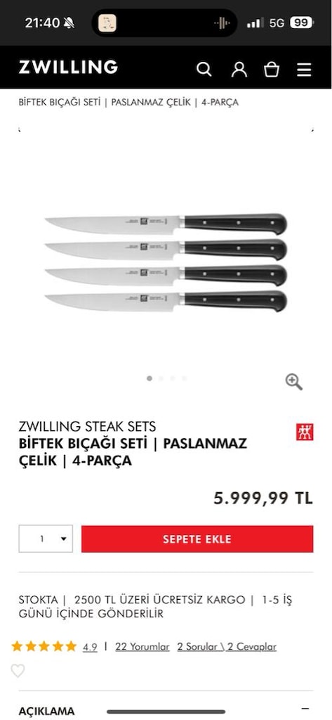 Zwilling bıçak seti - 8